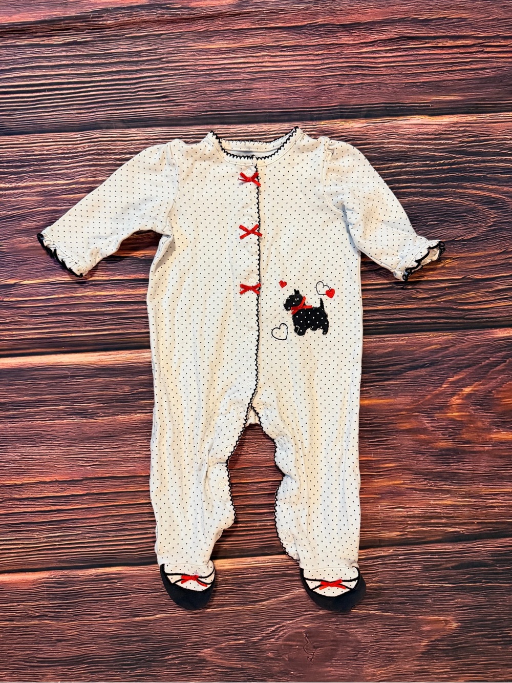 Little Me Baby Girl Scottie Dog Footie Pajamas Size 9M